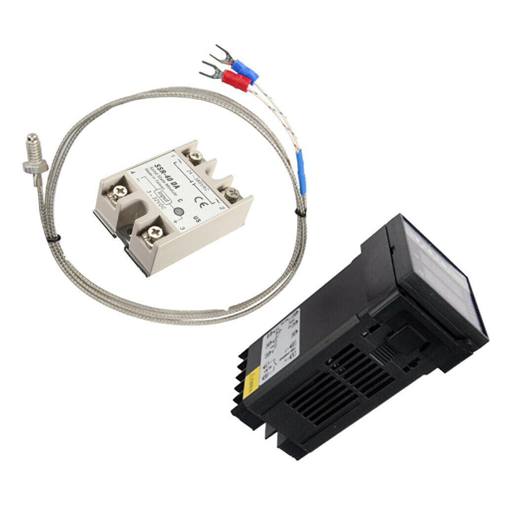 Intelligent AC PID Temperature Controller + max.40A SSR + K Thermocouple Kit