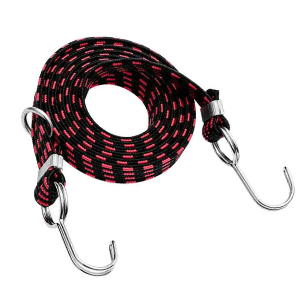 Red Motorcycle Bike Cargo Luggage Helmet Rope Strap Elastic- 100-300cm 200cm