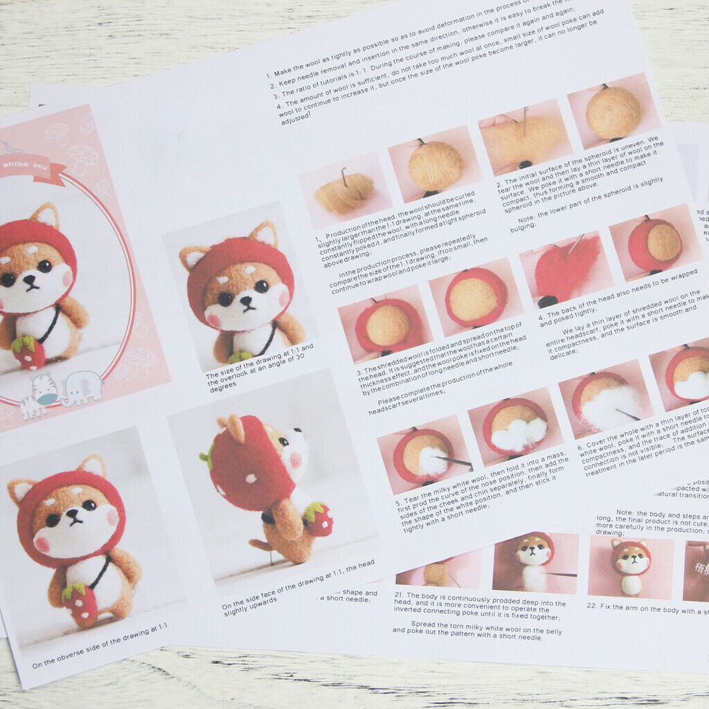 6 Set Shiba Inu Dog Needle Felting Kit with Basic Tools and Tutorials