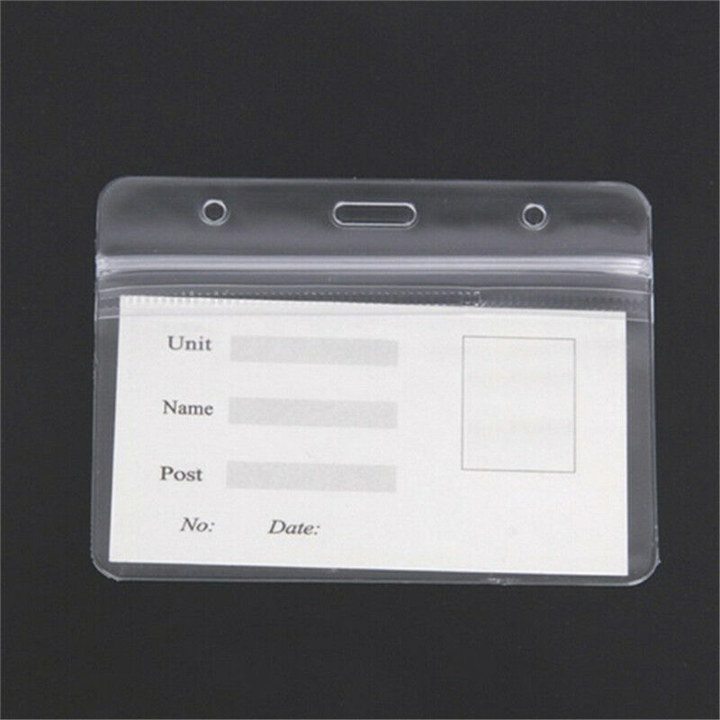 10 pcs/set ID Badge Card 95x80mm Plastic Pocket Holder Clear Pouches Lt