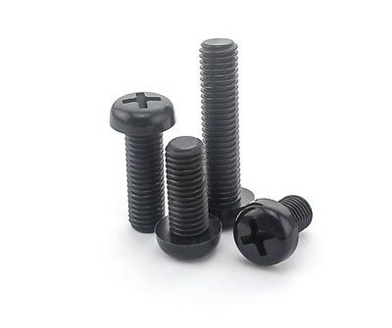 100pcs M3 x 12mm Nylon screw round Phillips pan head screws Black