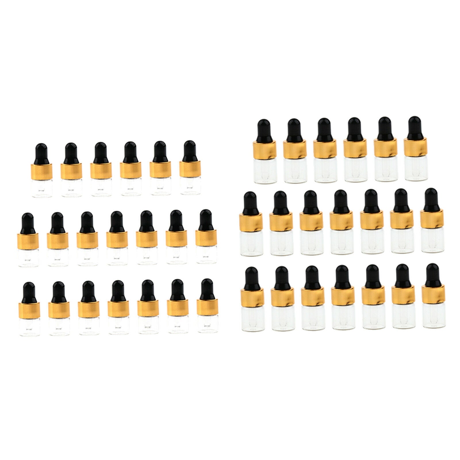 40 Pieces Travel Empty Glass Essential Oil Refillable Dropper Bottles 1+2ML