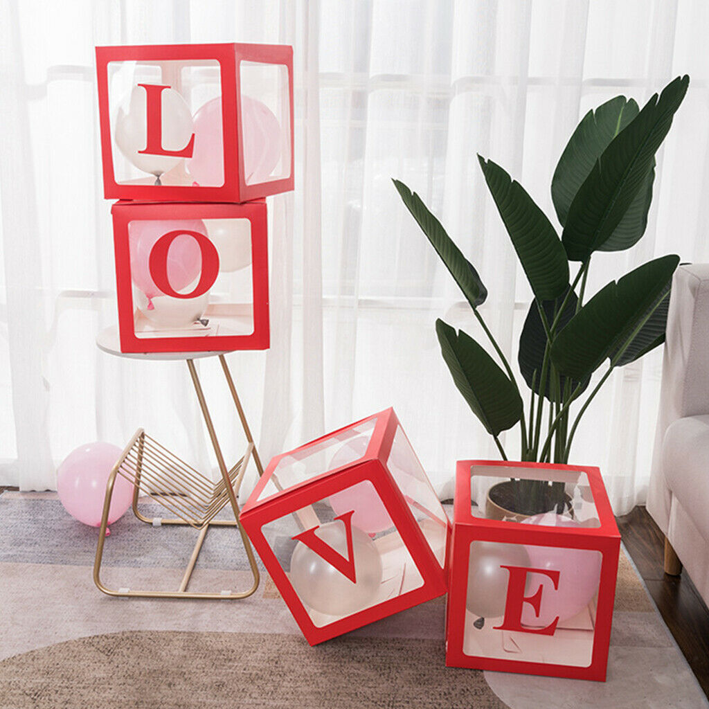 Latex Box Wedding Decoration, Transparent Birthday Party Supplies Red