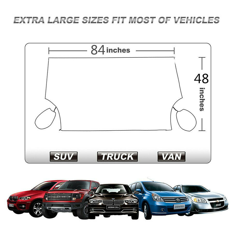 1x Car Offroad Windshield Glass Snow Cover w/Magnetic Edges + Mirror Snow Covers