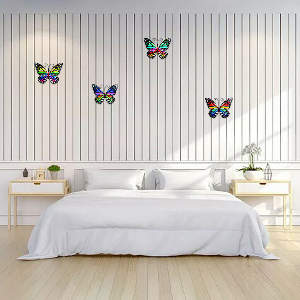 4Pack Butterfly Wall Decor Colorful Home Yard Patio Fence Hanging Accents