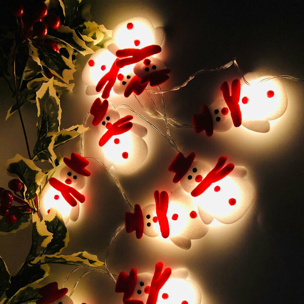 Battery Powered LED Snowman Fairy String Light  Outdoor Party Xmas Tree Decor