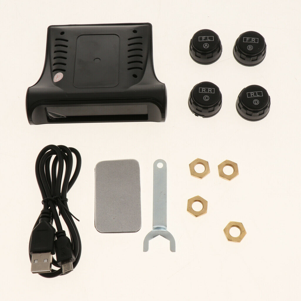 Solar Power Tire Pressure Monitoring System Automatic Alarm LCD Display