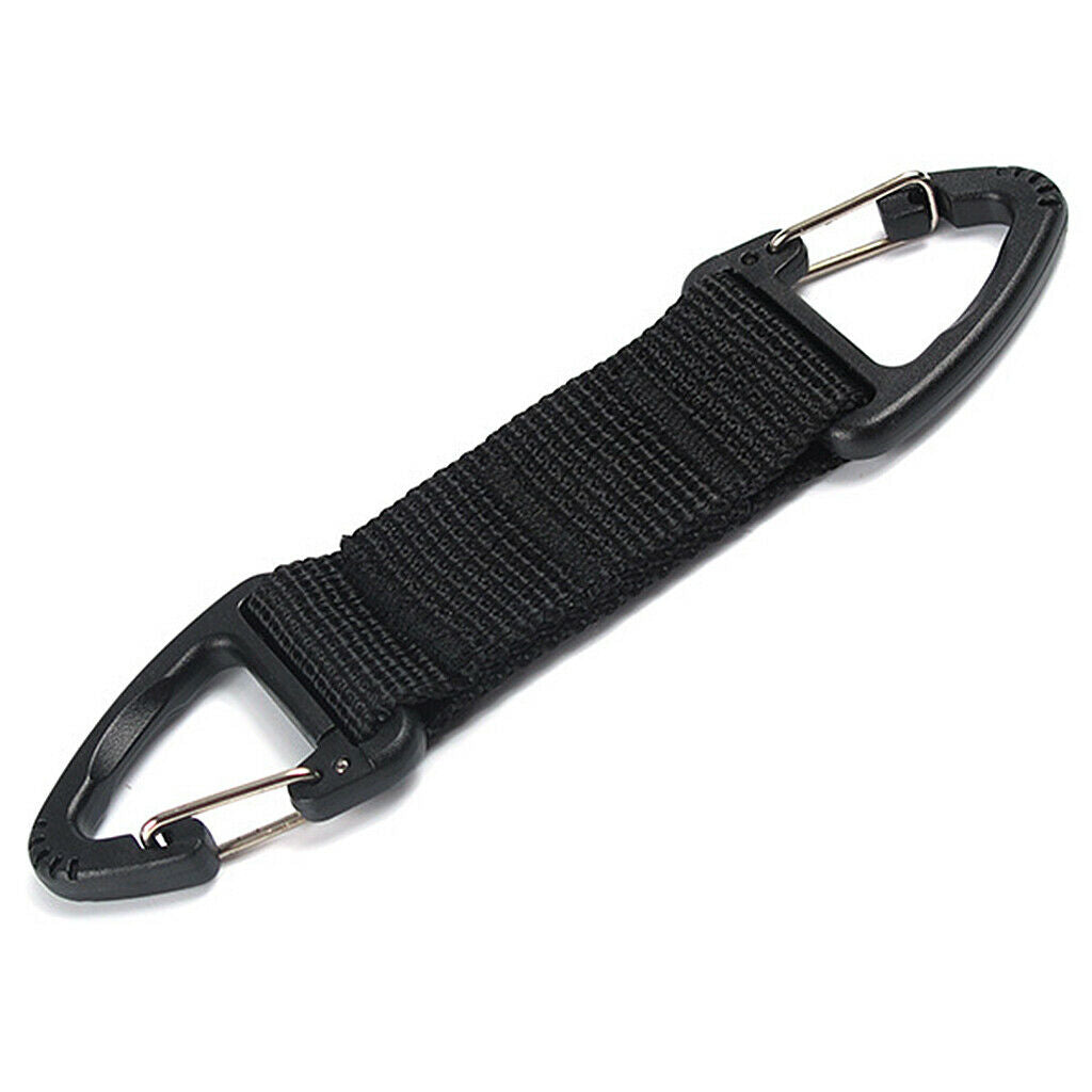 2pcs Double Ended Carabiner Clip Straps Double End Triangular Hook Color Black
