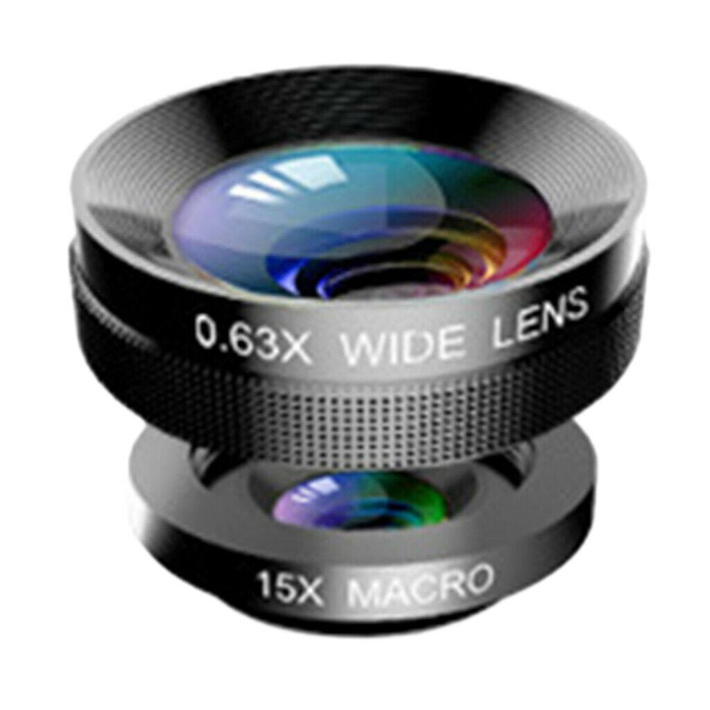 Seven-in-one set of mobile phone lenses Fisheye Wide Angle+Macro Lens Black