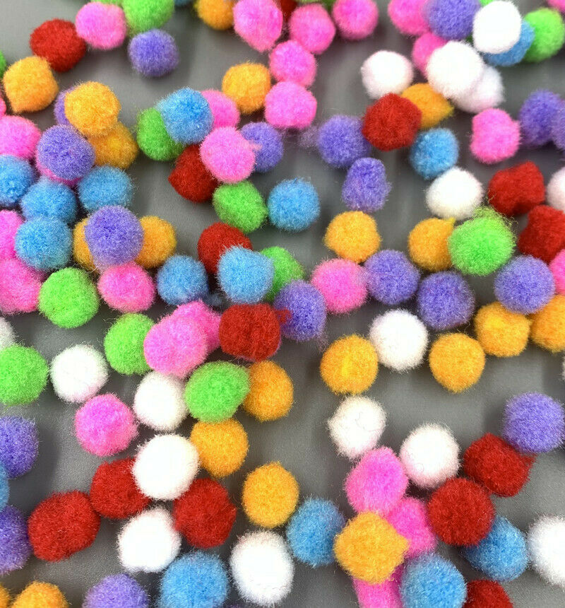500 Quality Fluffy Craft PomPoms Balls Mixed Colours Pom Poms About 10mm