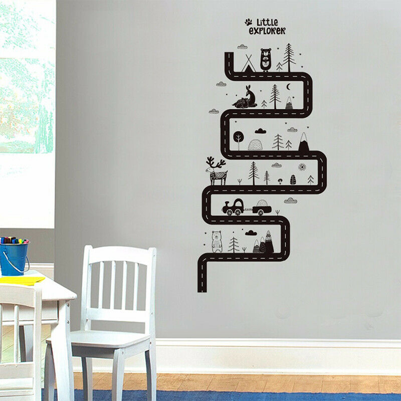 Cartoon Animal Car Road Wall Stickers for Kids room Vinyl Removable Art M.l8