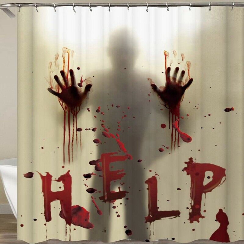 Halloween Shower Curtain Liner Window Curtains Horror Bloody Hands Bathroom ShR9