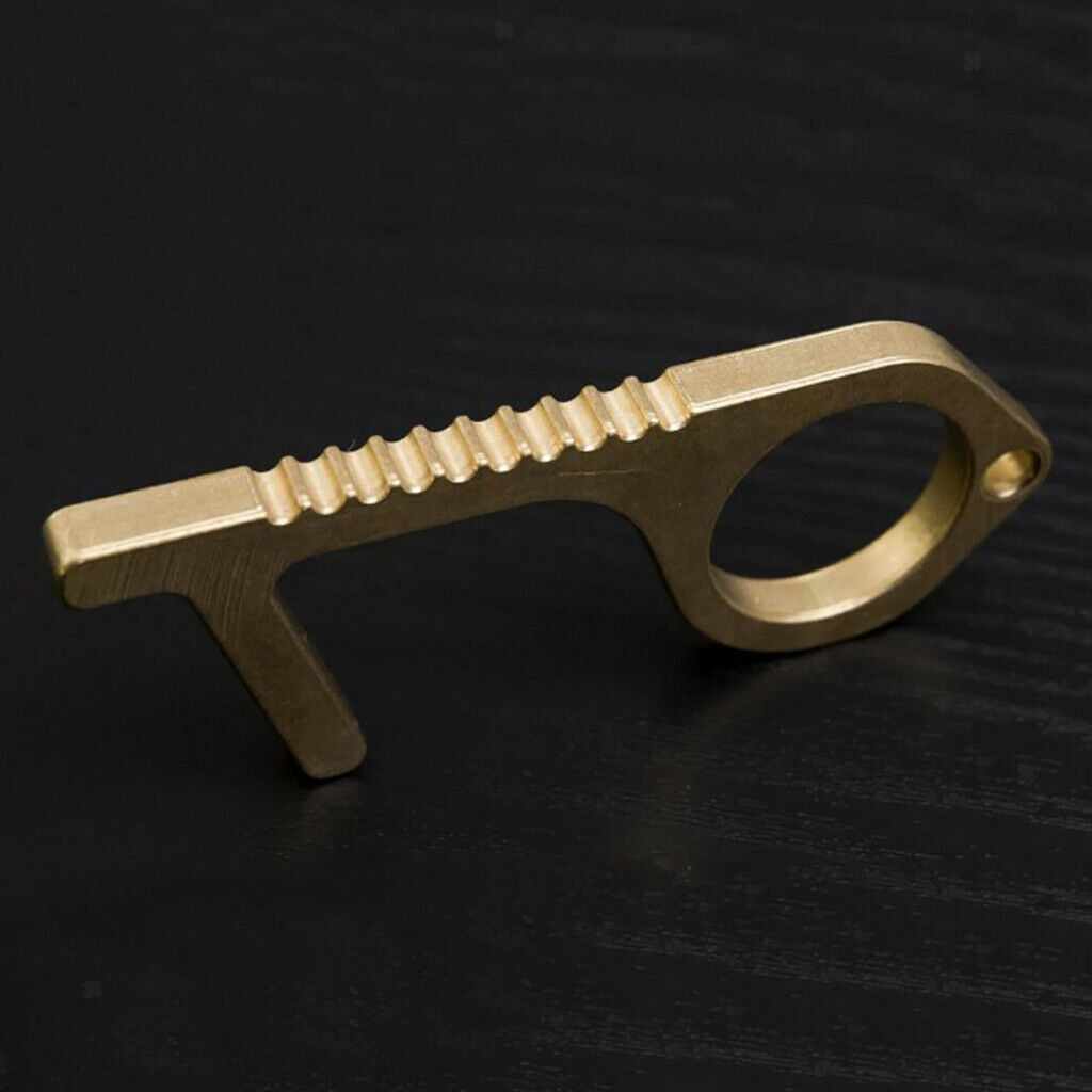 Non Contact Hand Brass Door Opener Handle Key Tool Keychain Avoid Touching