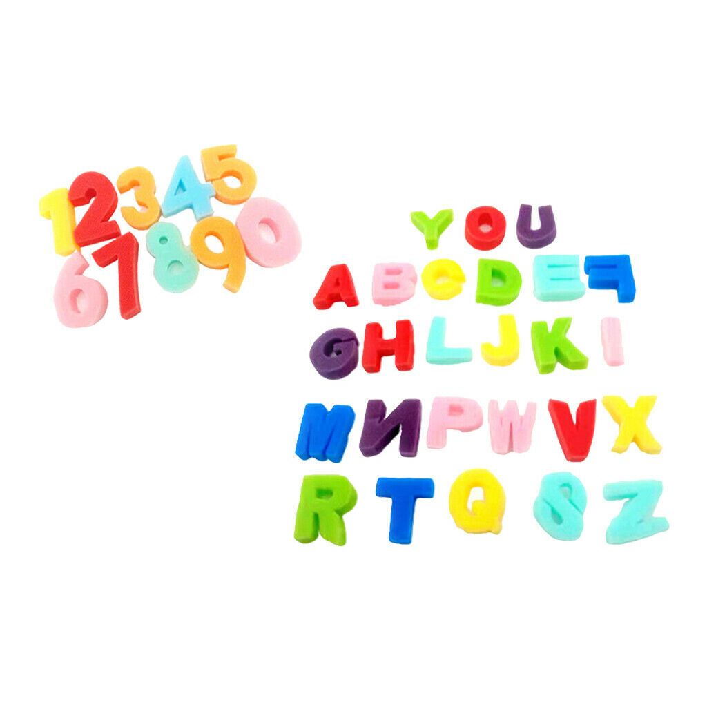 36x Paint Sponge Foam Alphabets Numbers Letters Stamps Stamper Kid DIY Art Craft