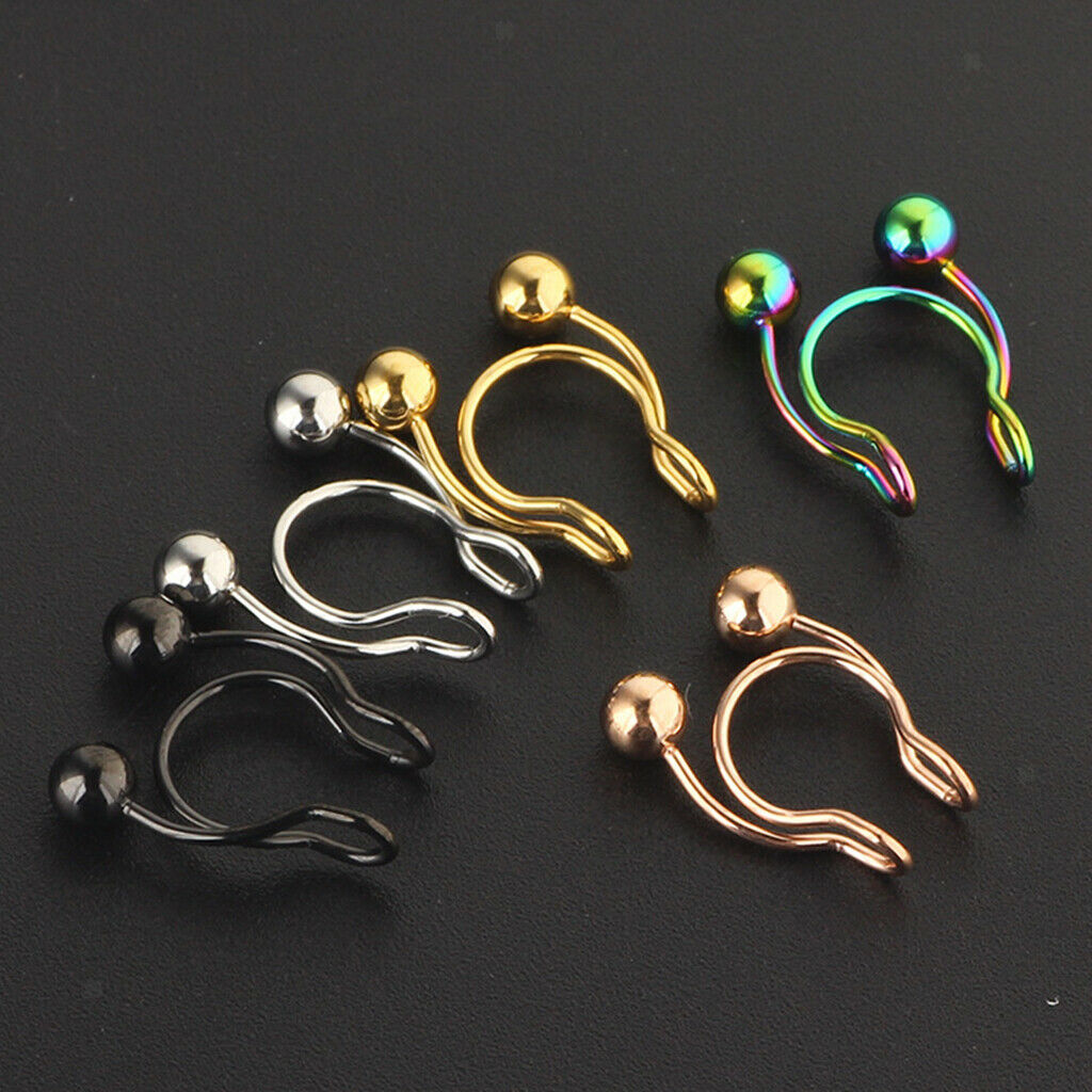 Nose Clip Ring Studs Hoop Stainless Steel Septum Body Sexy Jewelry Women Men