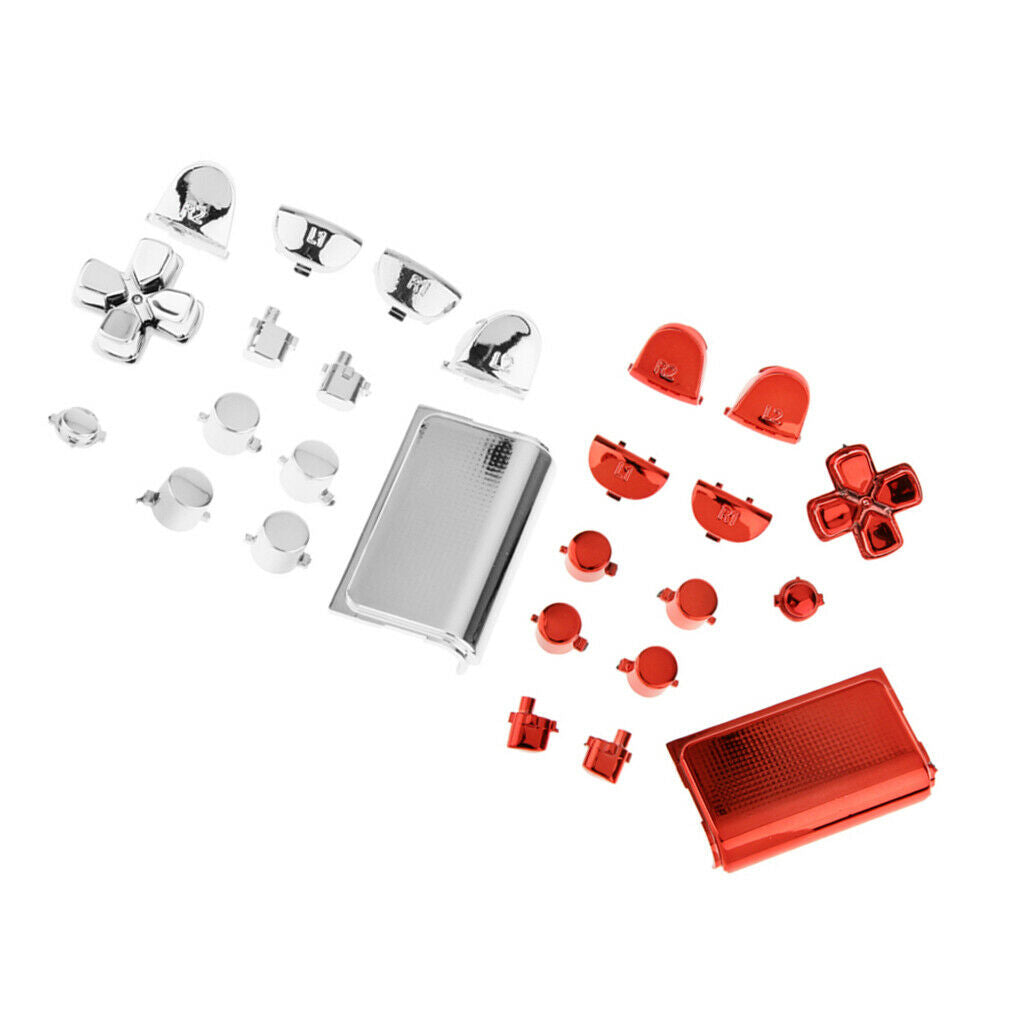 2 Kit Replacement Chrome Plating Buttons and Touchpad for PS4 Controller