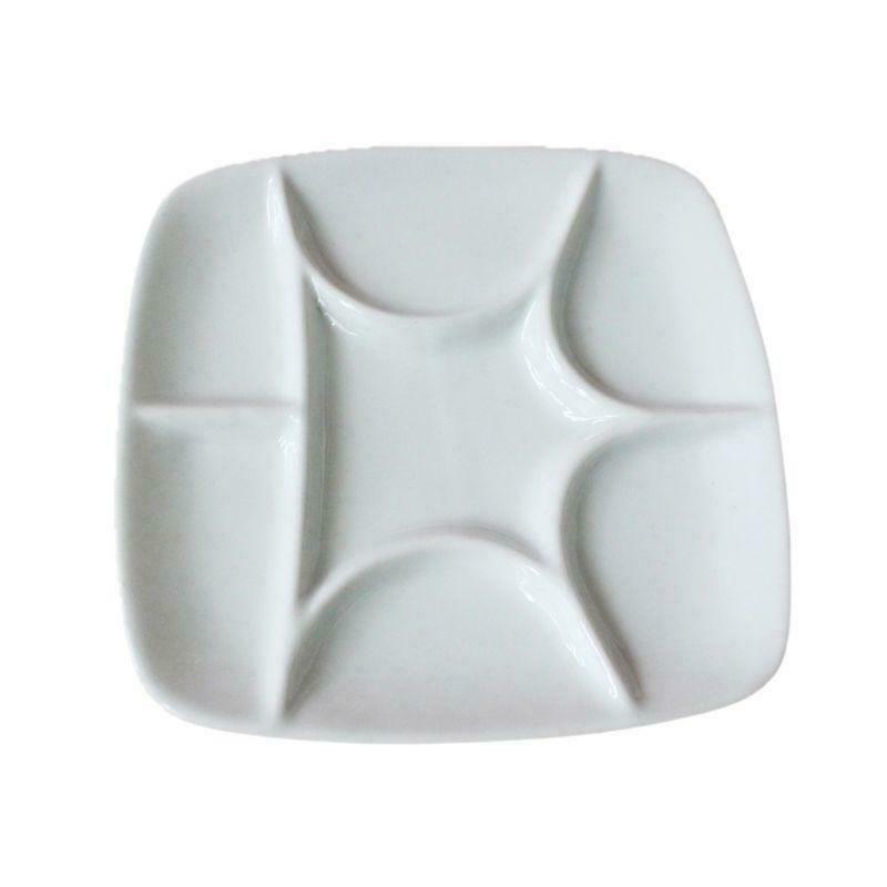 7-Well Square White Ceramic Artist Paint Palette for Watercolor Gouache  Acrylic