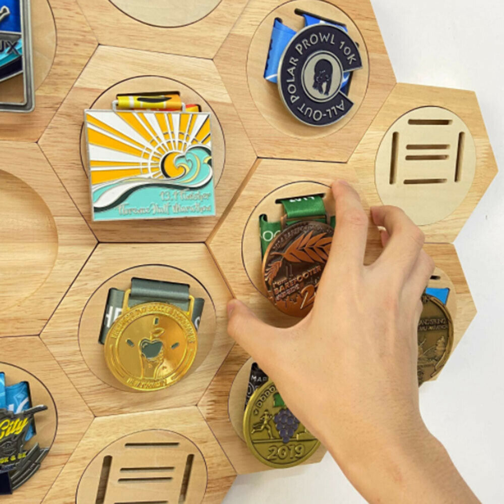 Wooden Hexagon Medals Storage Shelf Homes Decorative For  Bedroom Decoration