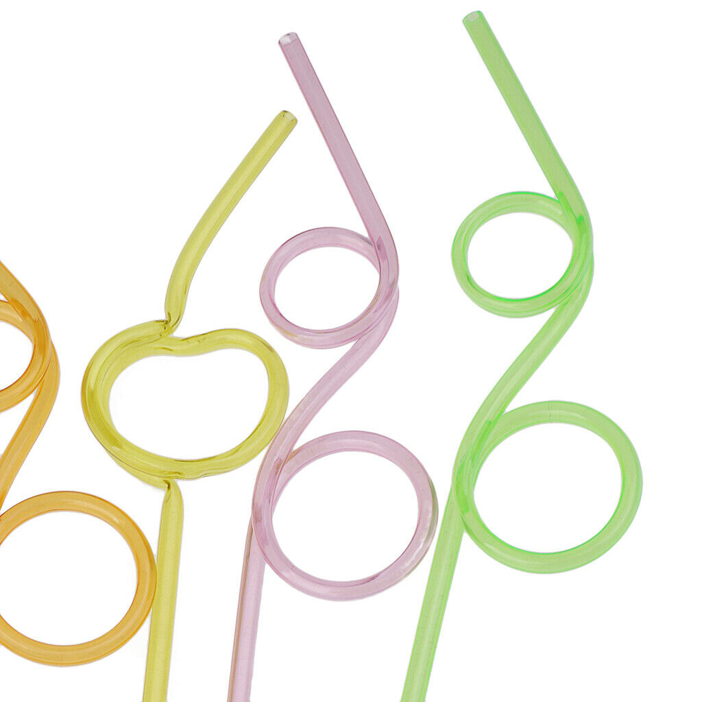 10 Pieces Crazy Curly Drinking Straw Wiggle  Kids Party Bag Fillers