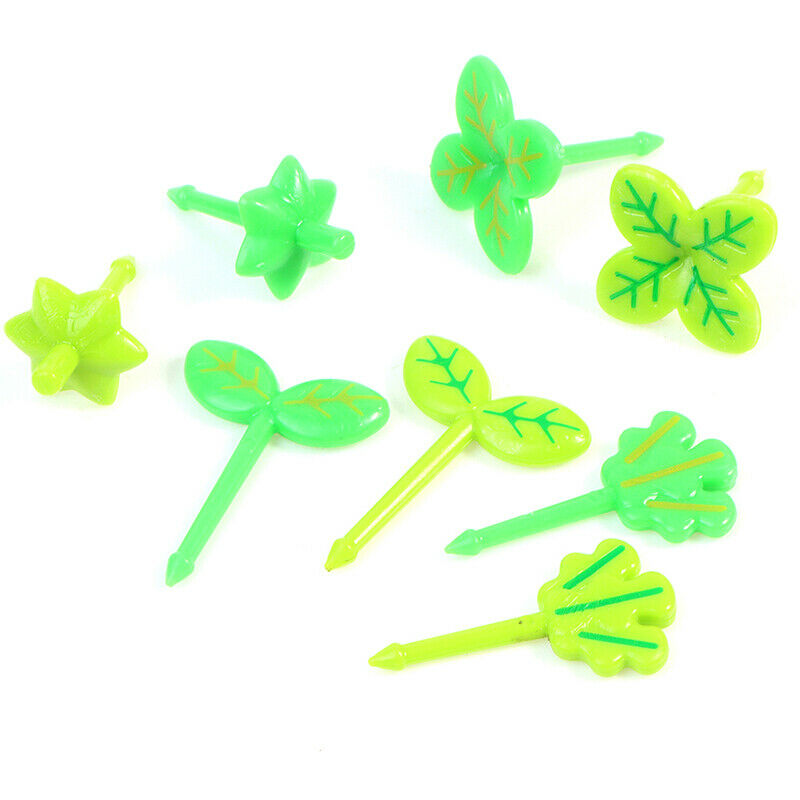 8pcs/set Fruit Fork Toothpick Leaves Decoration Lunch Box Bento Accessori.l8