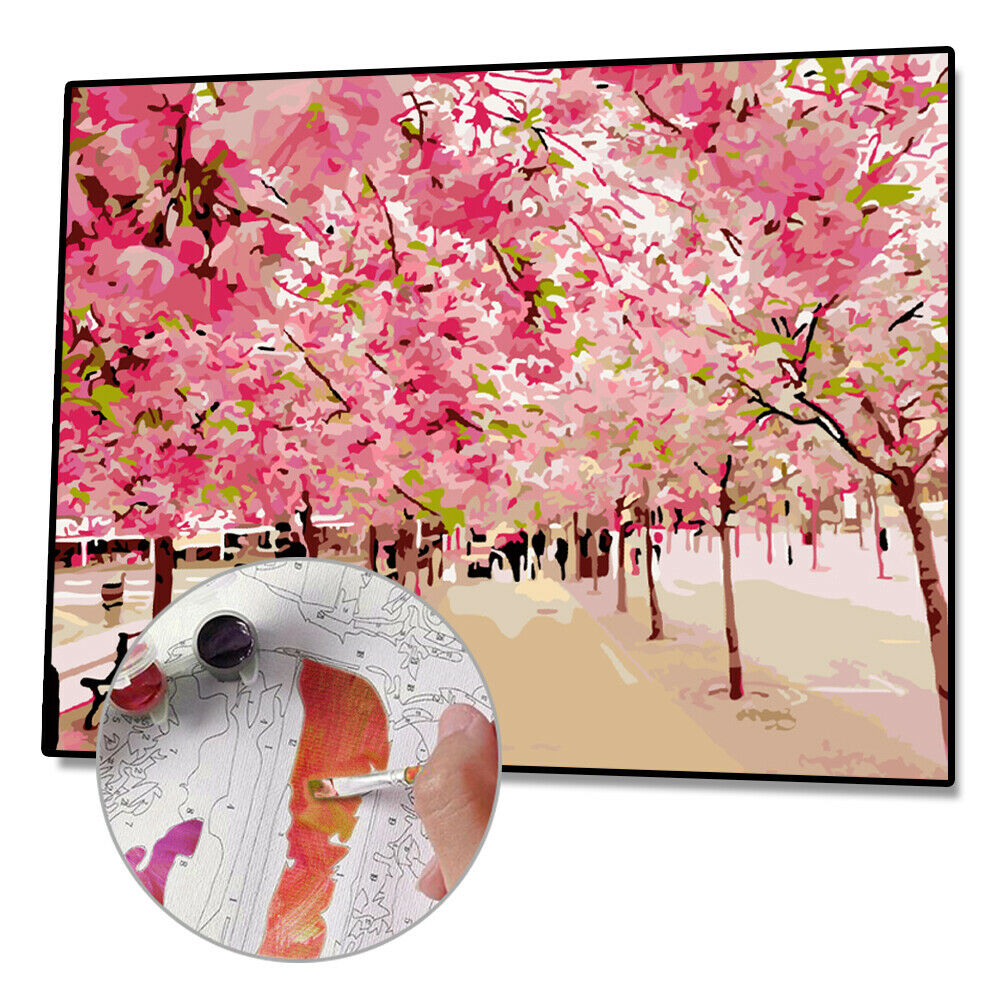 Painting By Numbers Kit DIY Tree Avenue Hand Painted Canvas Oil Art Picture @