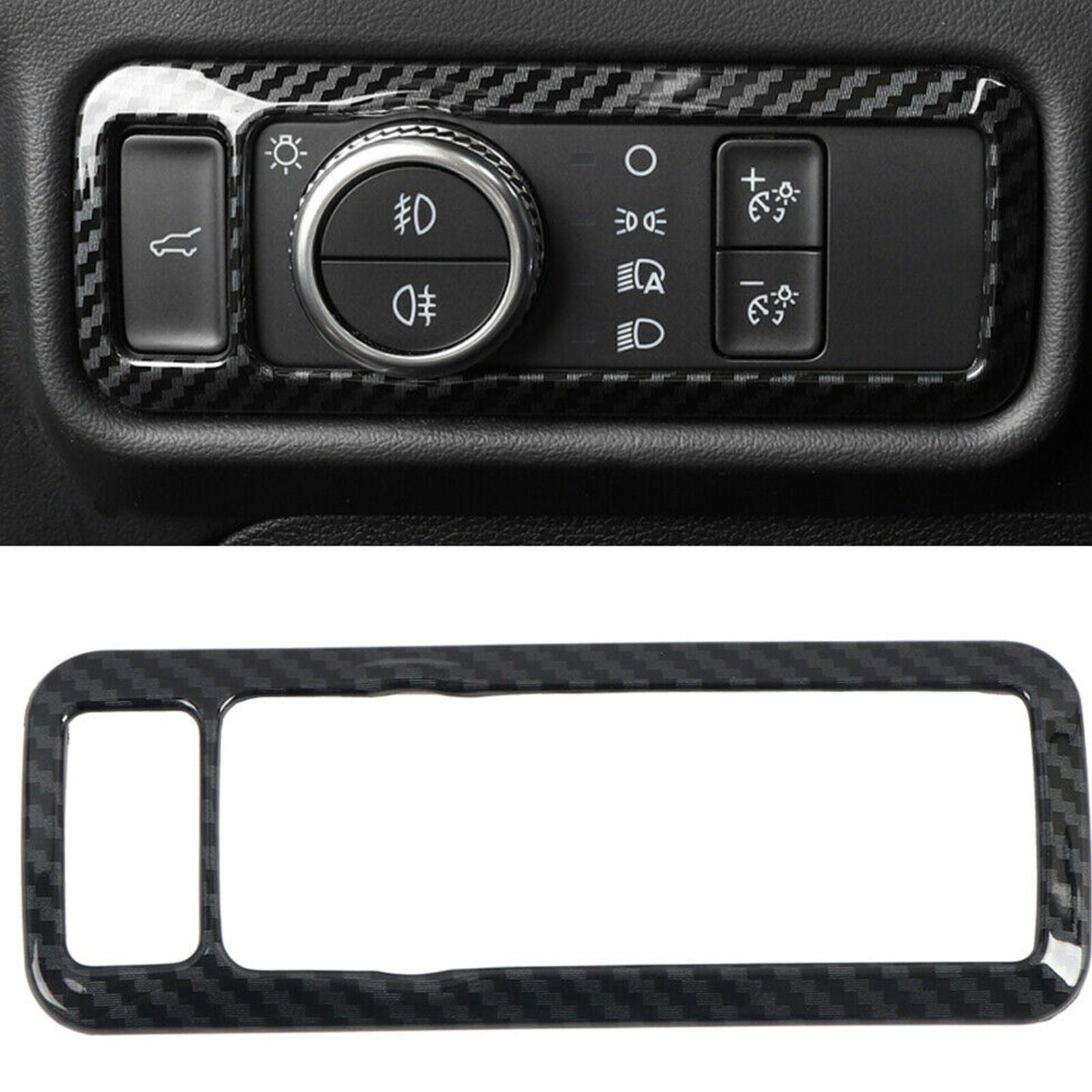 ABS Carbon Fiber Inner Head Light Switch Cover Trim for Ford Explorer 2020 2021