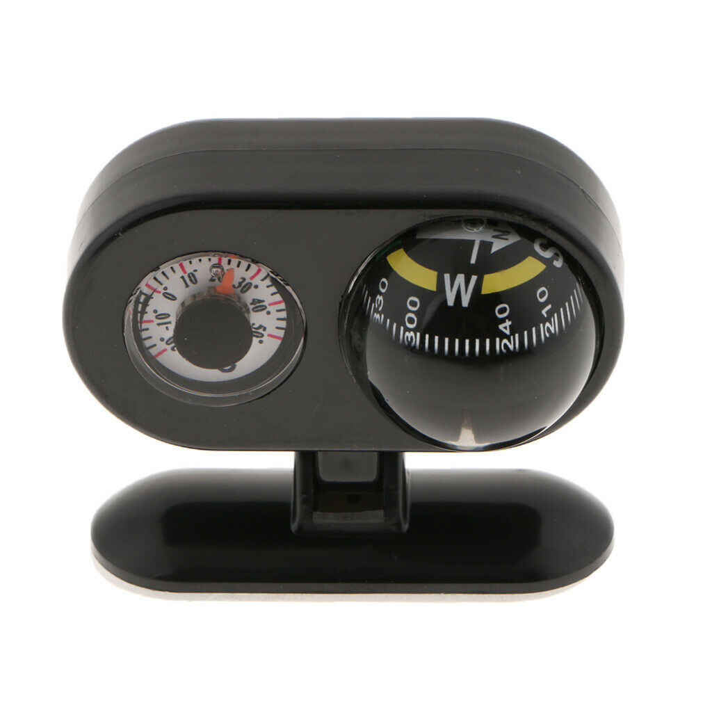 2 In1 Car Compass With Thermometer Adjustable Navigation Dashboard Guide