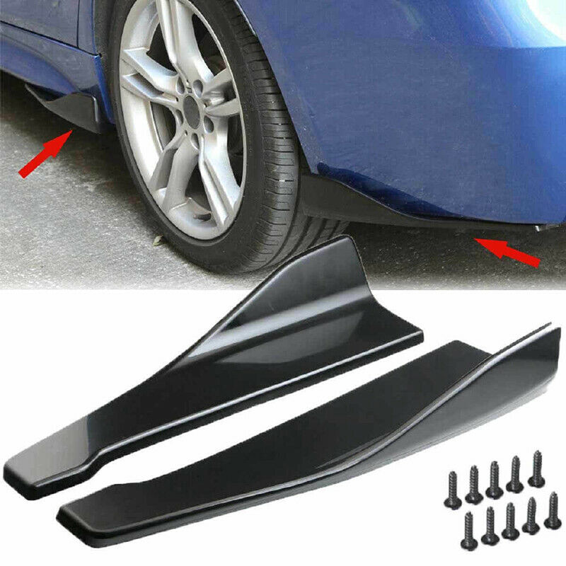 1 Pair Universal Gloss Black Car Bumper Spoiler Rear Lower Lip Splitter Diffuser