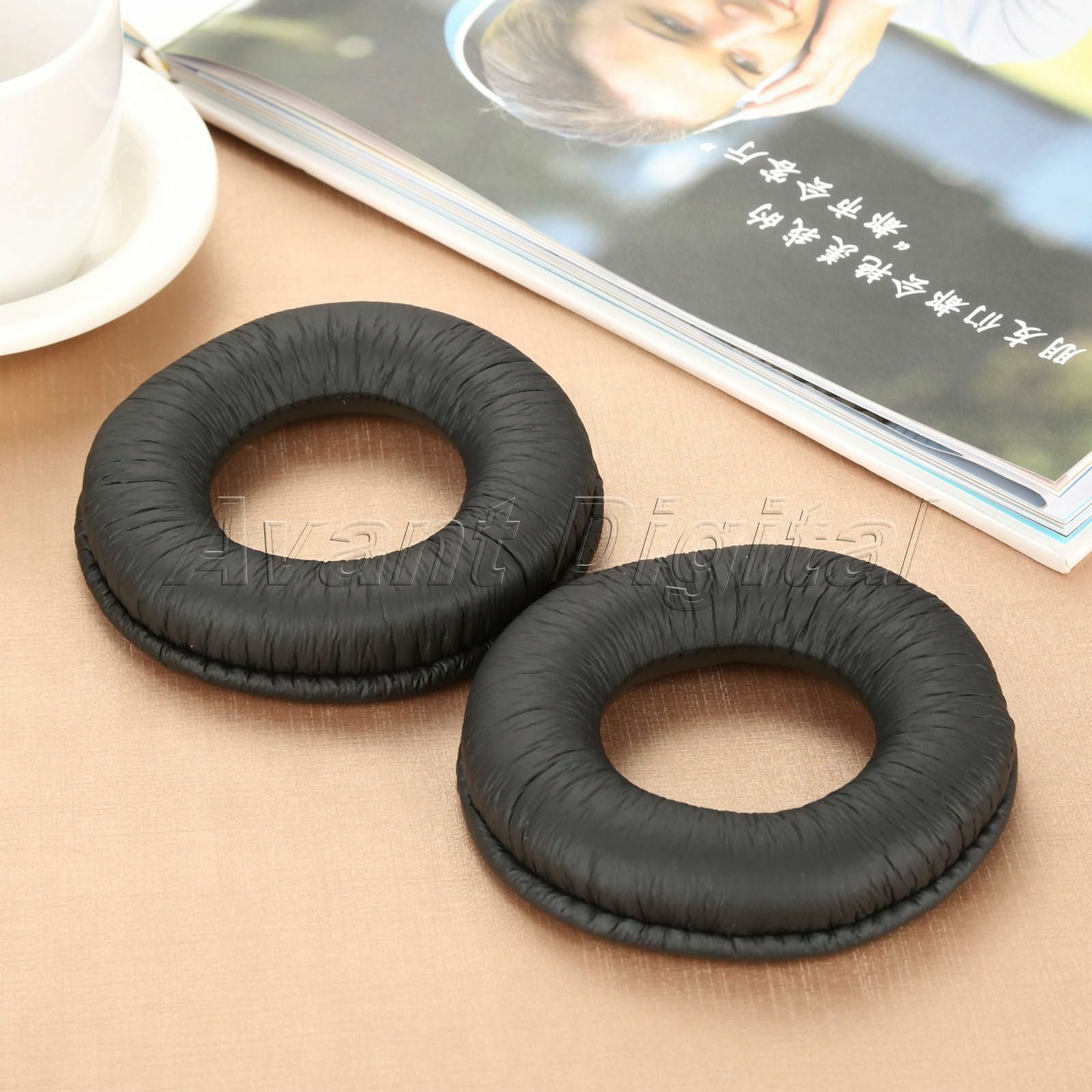 Black Leatherette Ear Cushion Kit Cover For Headphones Panasonic RP-HT161 1×
