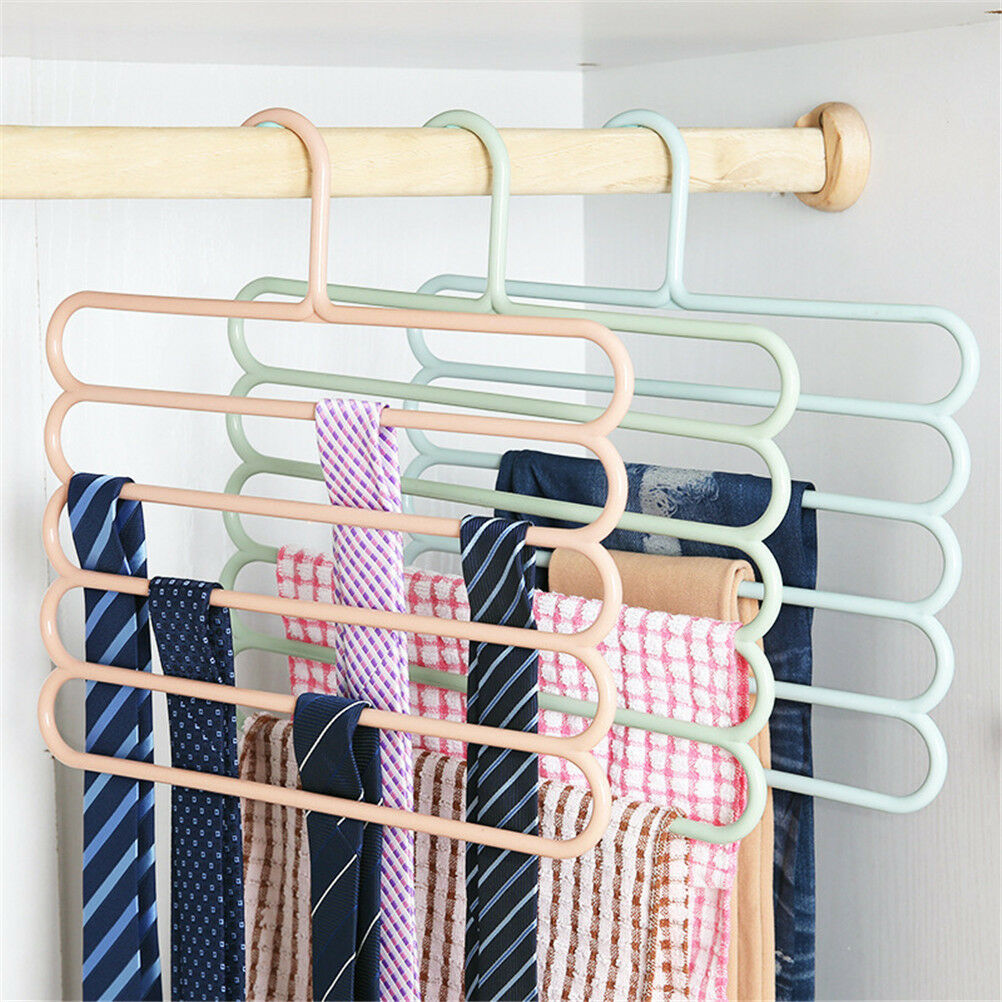 Pants Trousers Hanger Tie Scarf Belt Towel Non-Slip Hanger Storage Rack R.l8