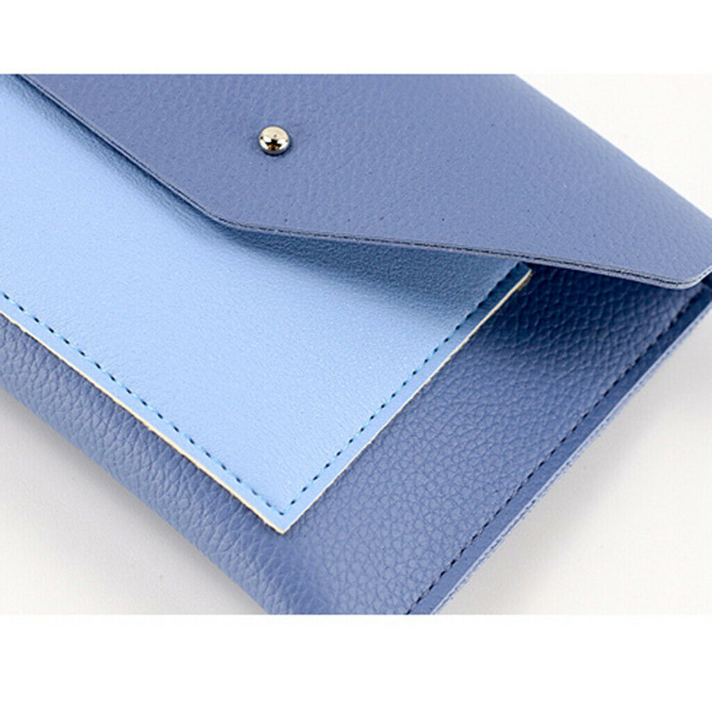Leather Eyeglasses Case Flip Top Envelope Pouch Eyewear Carrying Holder Blue