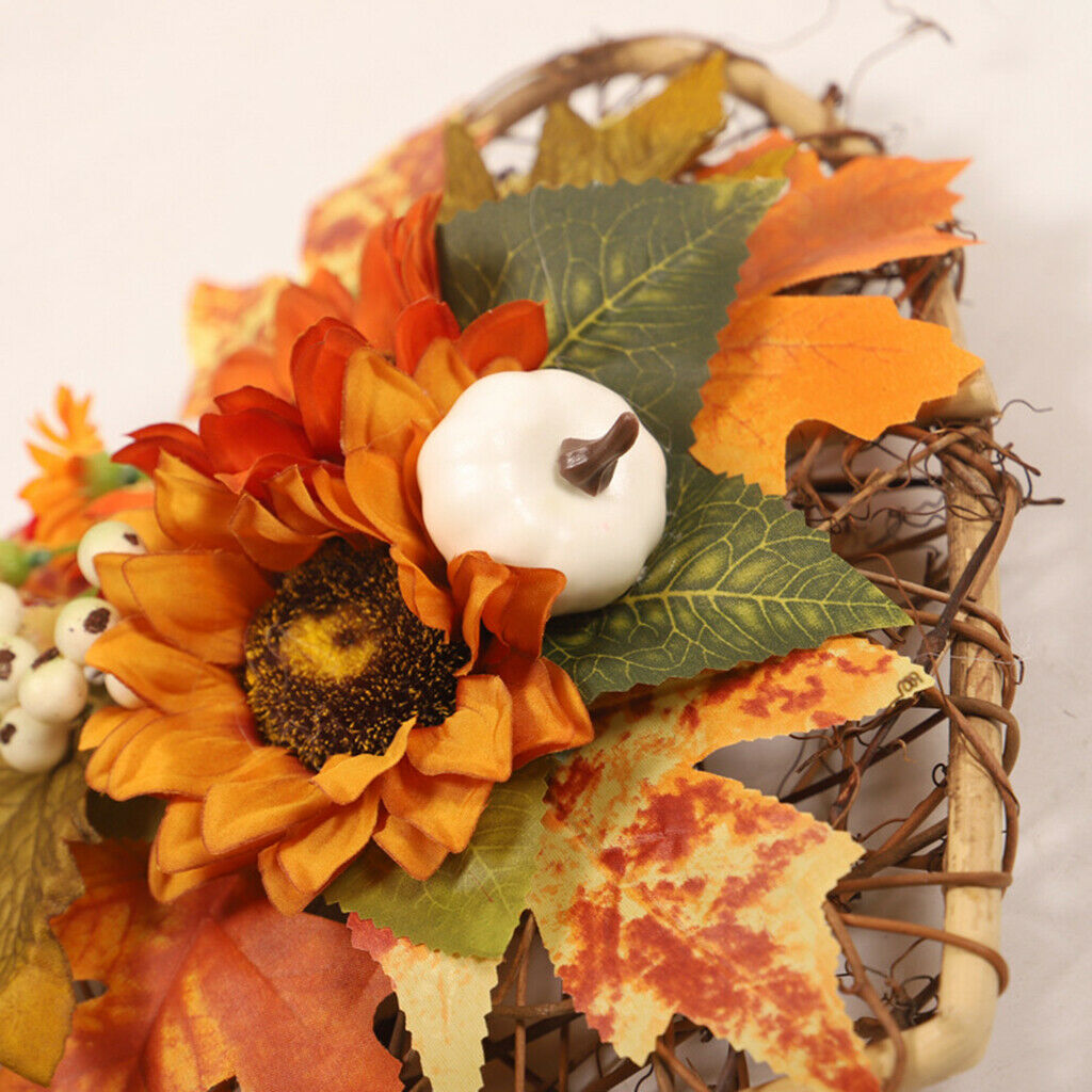 Autumn Flowers Wreath Garland Front Door Halloween Thanksgiving Home Indoor
