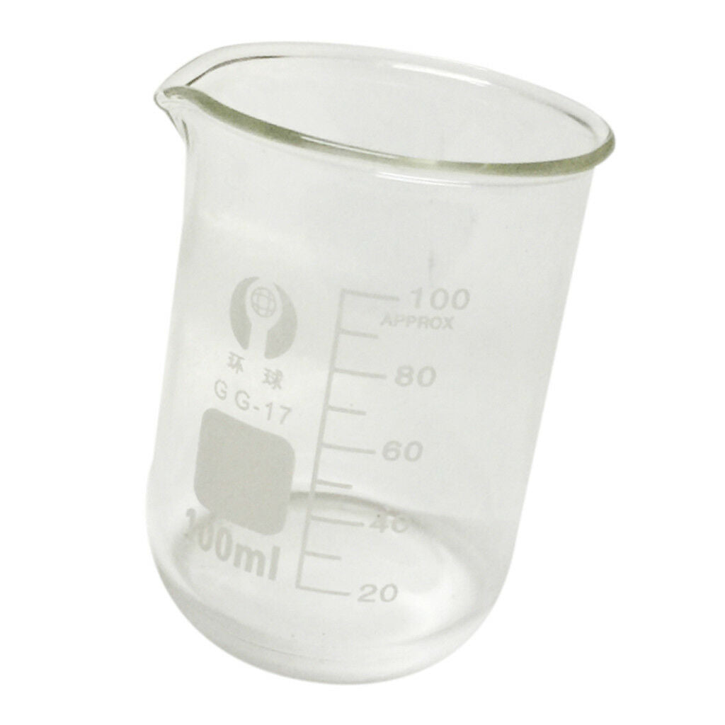 Glass Beaker Lab Measuring Cup Borosilicate Containers 100ml+150ml Clear