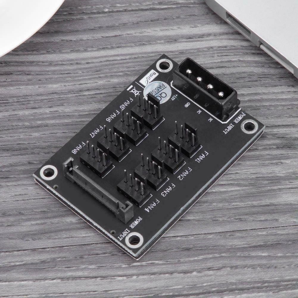 4-Pin or SATA 15-Pin to 8 Way 4-Pin PC Chassis Cooling Fan Splitter Hub @