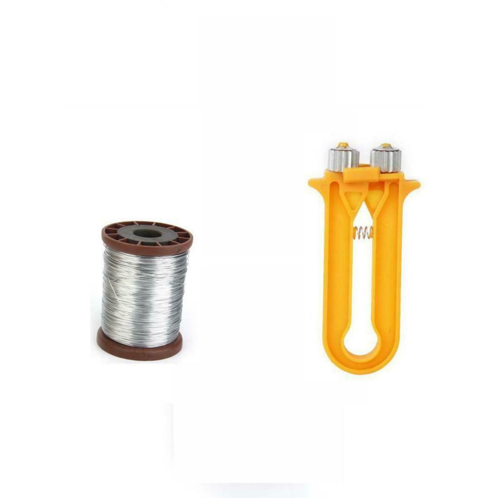 Orange Plastic Beekeeping Cable Tensioner Crimper Tool + 1 Roll Frame Wire Kit