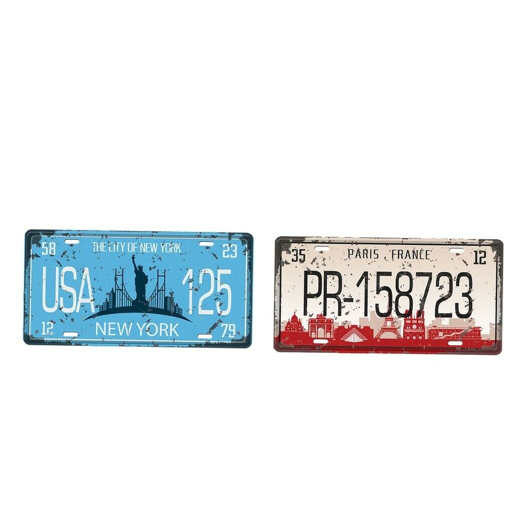 2pc USA/PR Tin Sign Plaque Home Cafe Tavern Garage Decor Ornament 15x30cm