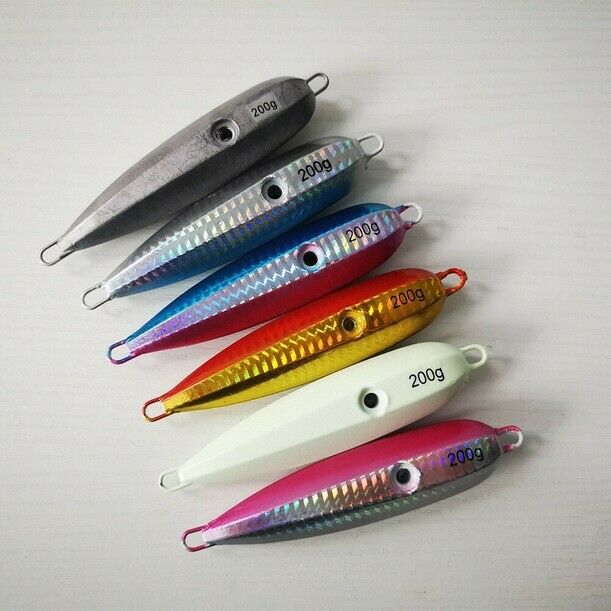 Assorted 6 Vertival Jigging Inchiku Jigs Striped Glow Assist Hook Trolling Tuna