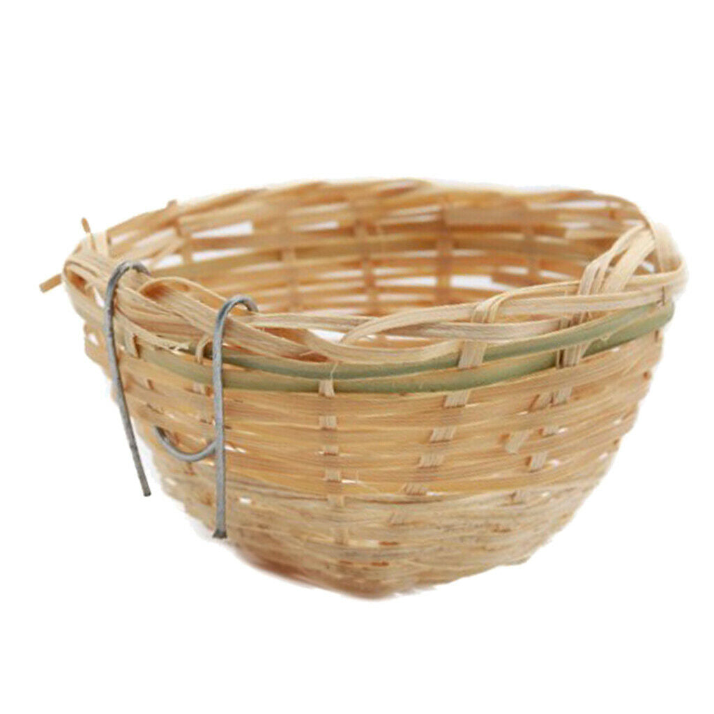 15pcs Cage Hanging Bamboo Wicker Canary Nest Pans Small Bird Resting Caves
