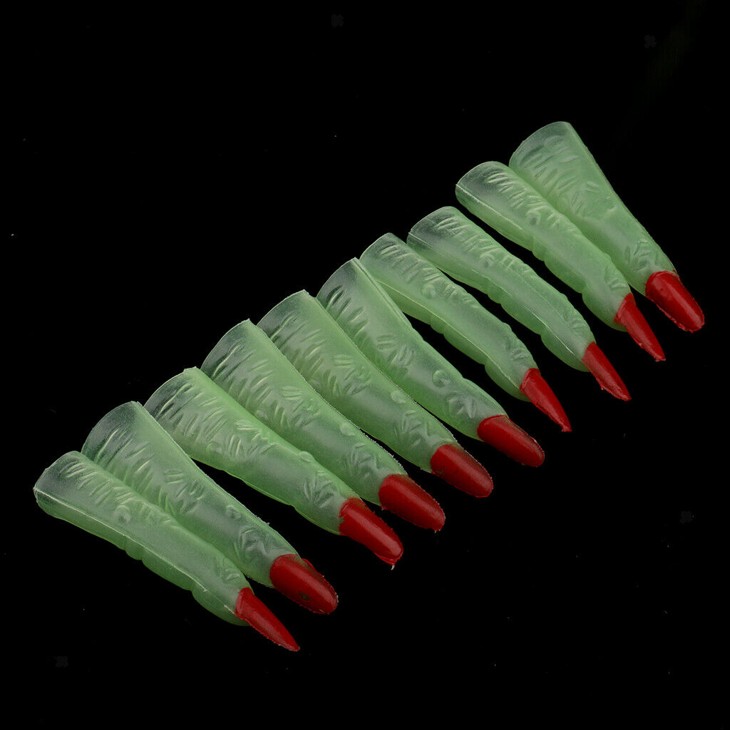 5 Pieces Halloween Party Glow in the Dark Witch Red Claw Tips Finger Nails