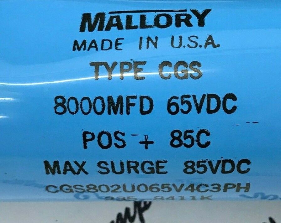 1pcs - MALLORY 8000uF 65V Screw Terminal Capacitor - CGS802U065V4C3PH
