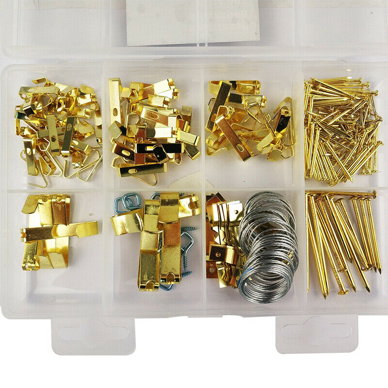 200PC Picture Hanging Kit UP TO 50LBS Screw Eye/Wire/Nail Hanger/Photo Frame Set