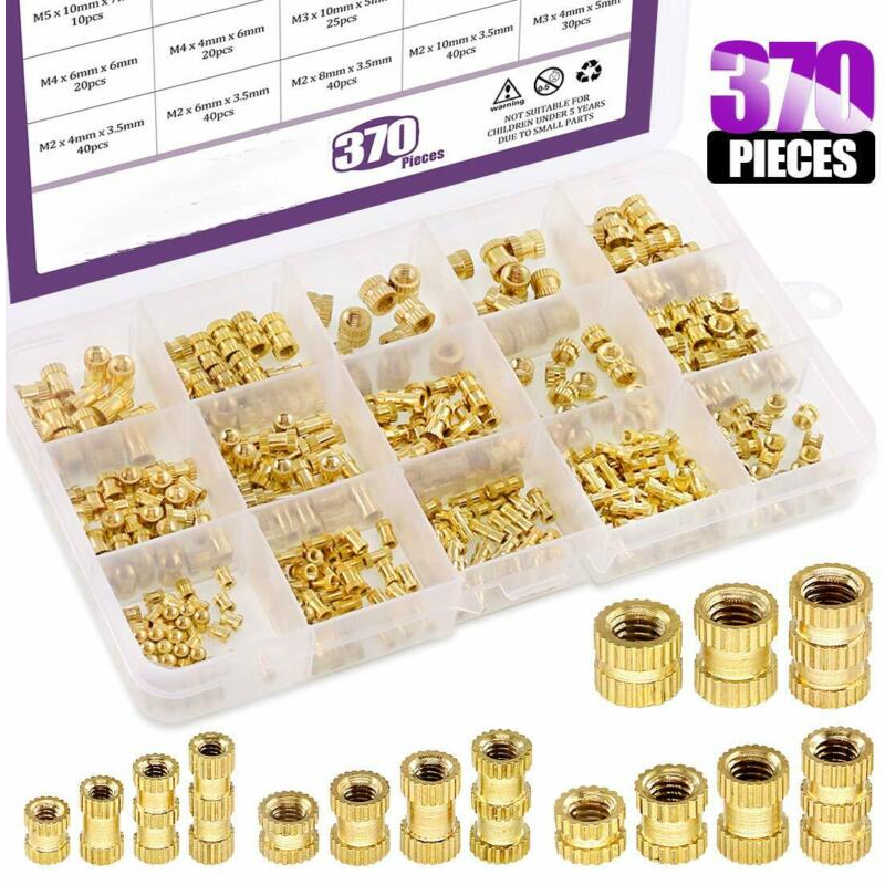 M2M3M4M5 370Pcs/set Brass Internal Thread Knurled Nut Round Insert Embedded