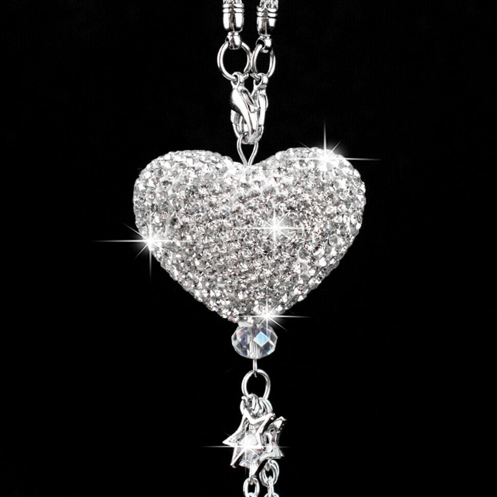 Gray Bling Car Rearview Mirror Hanging Car Decor Rhinestone Diamond Accessories