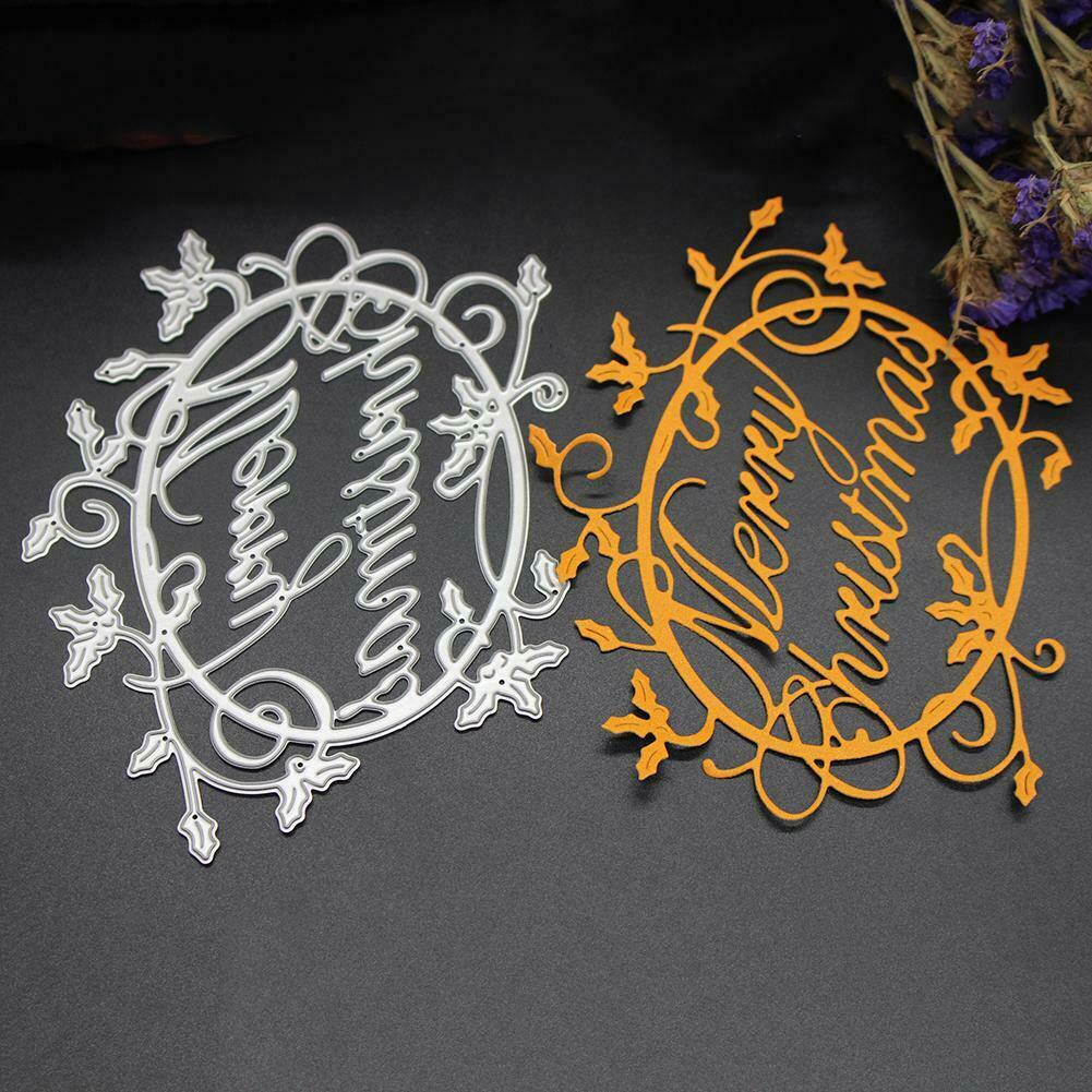 Christmas Words Cutting Die Stencil Scrapbooking Card Template DIY Craft @