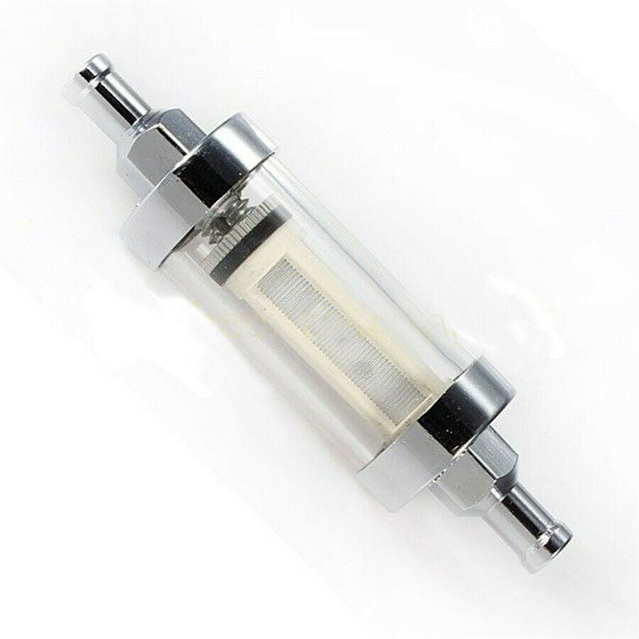 1 Pc Metal & Glass 8mm 5/16'' Motorcycle Fuel Gas Filter Reducing Engine Wear