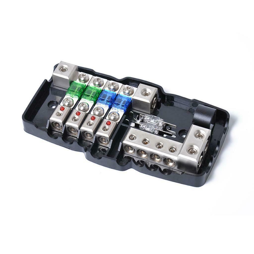 Car ANL Fuse Holder Distribution Block 0/4 AWG In-4/8 AWG Out With Fuses