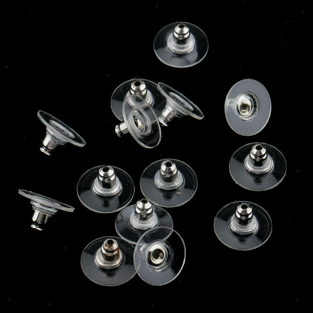 100Pcs Clear Earring Backs Stoppers Ear Post Nuts Jewelry Making Findings