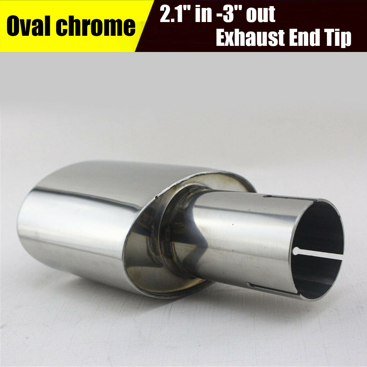 Chrome 2.1'' Inlet 3'' Outlet  Exhaust Tip Tail Pipe Stainless Steel 7.87'' Long