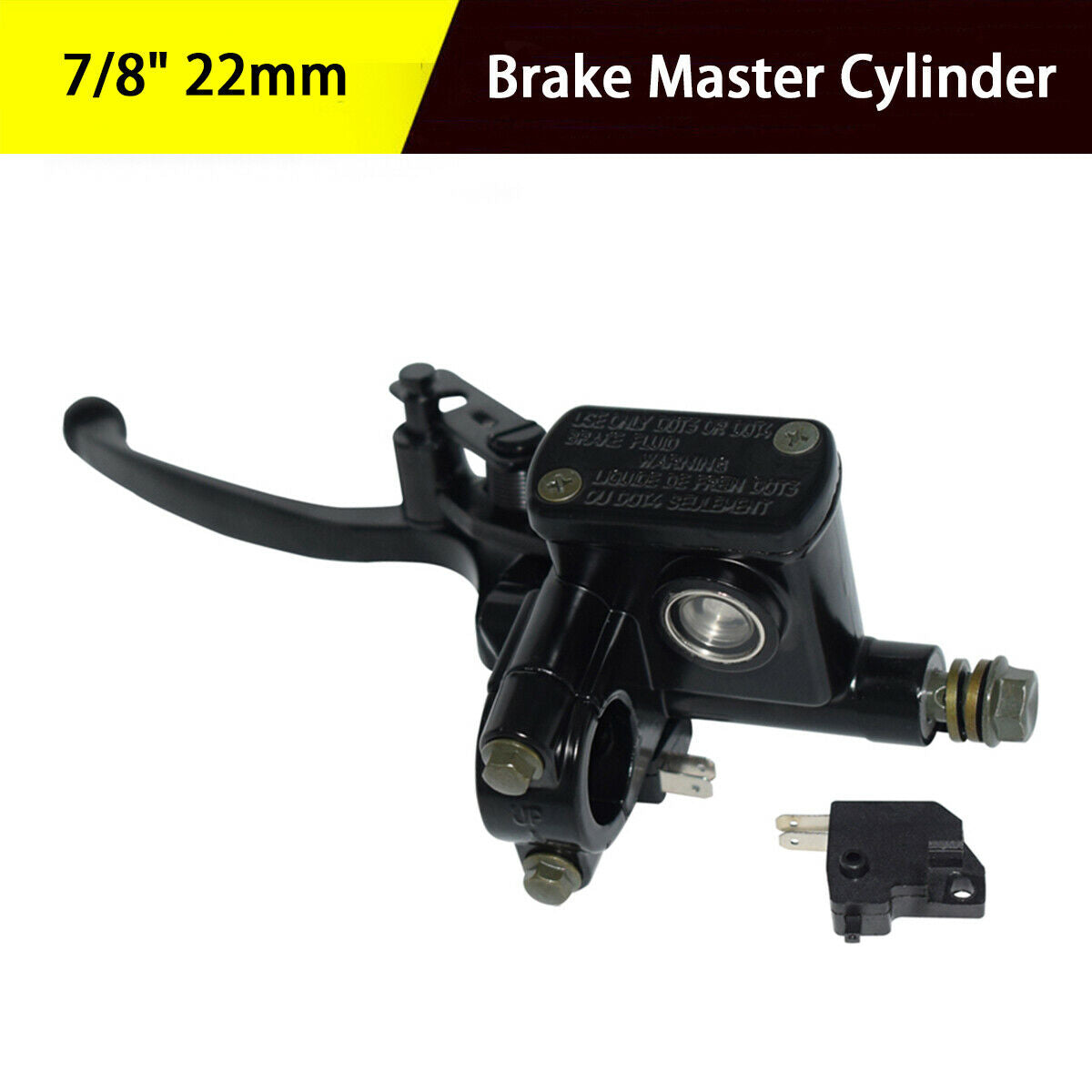 7/8" Right Motorcycle Hydraulic Brake Pump Master Cylinder Brake Light Switch