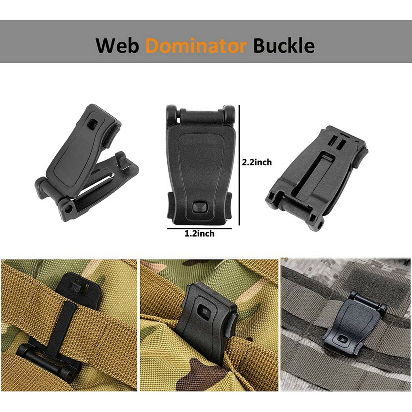 Kit of 35 Molle Attachments for Webbing Key Ring 360 Rotation Gear Clip